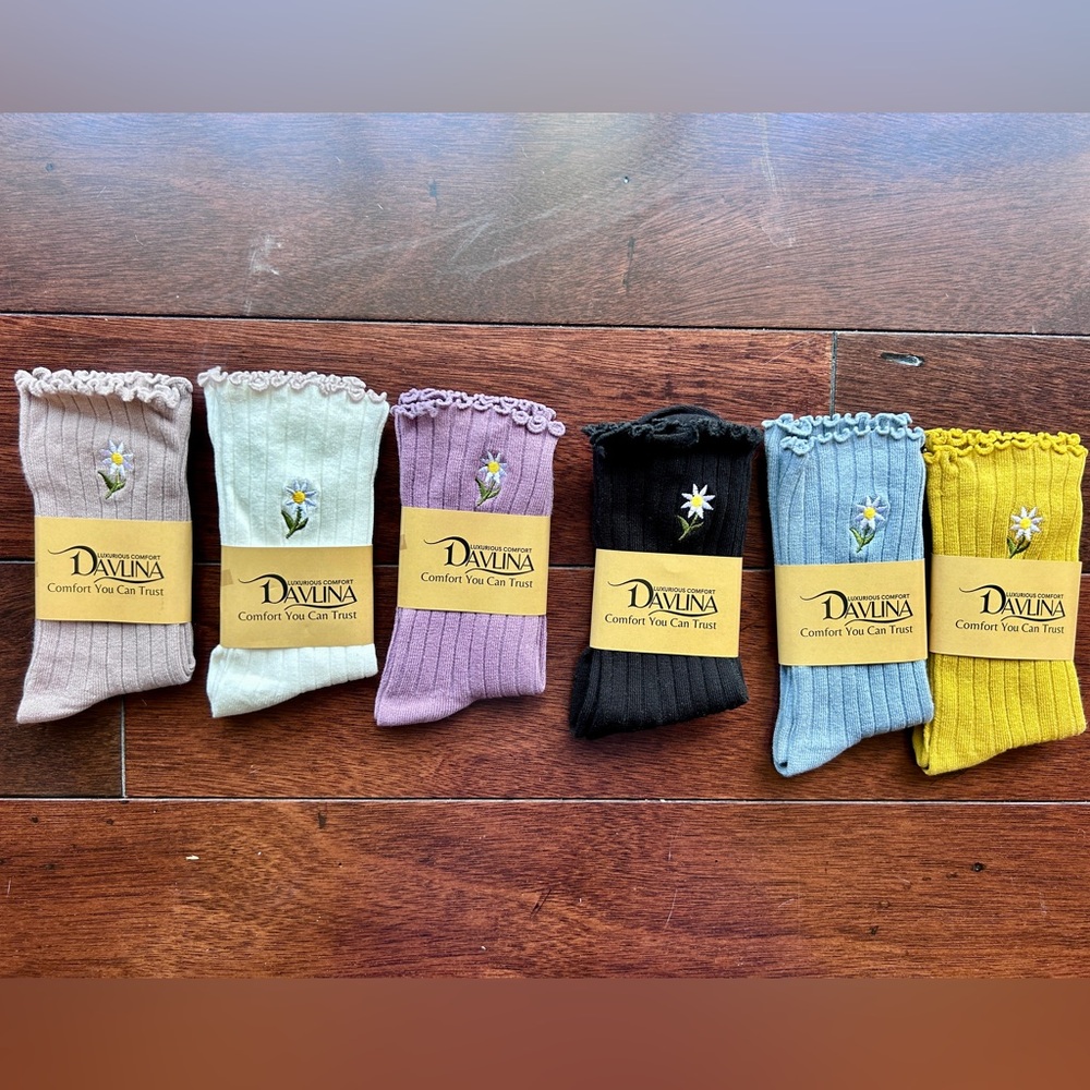 Women’s Ribbed Ankle Socks - Black, Light Blue, Lavender, Cream, Tan, Mustard